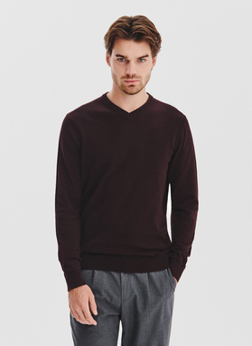 Brązowy sweter męski v-neck