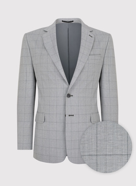 Szara wełniana marynarka garniturowa w kratę