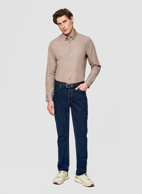 Brązowa koszula męska z wełną