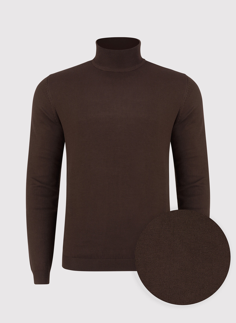 Brązowy gładki półgolf męski