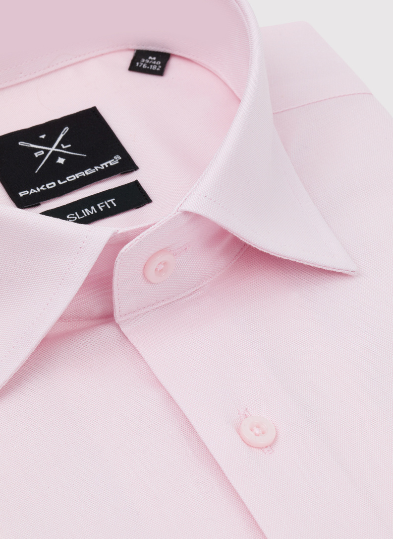 Koszula męska z długim rękawem w kolorze różowym