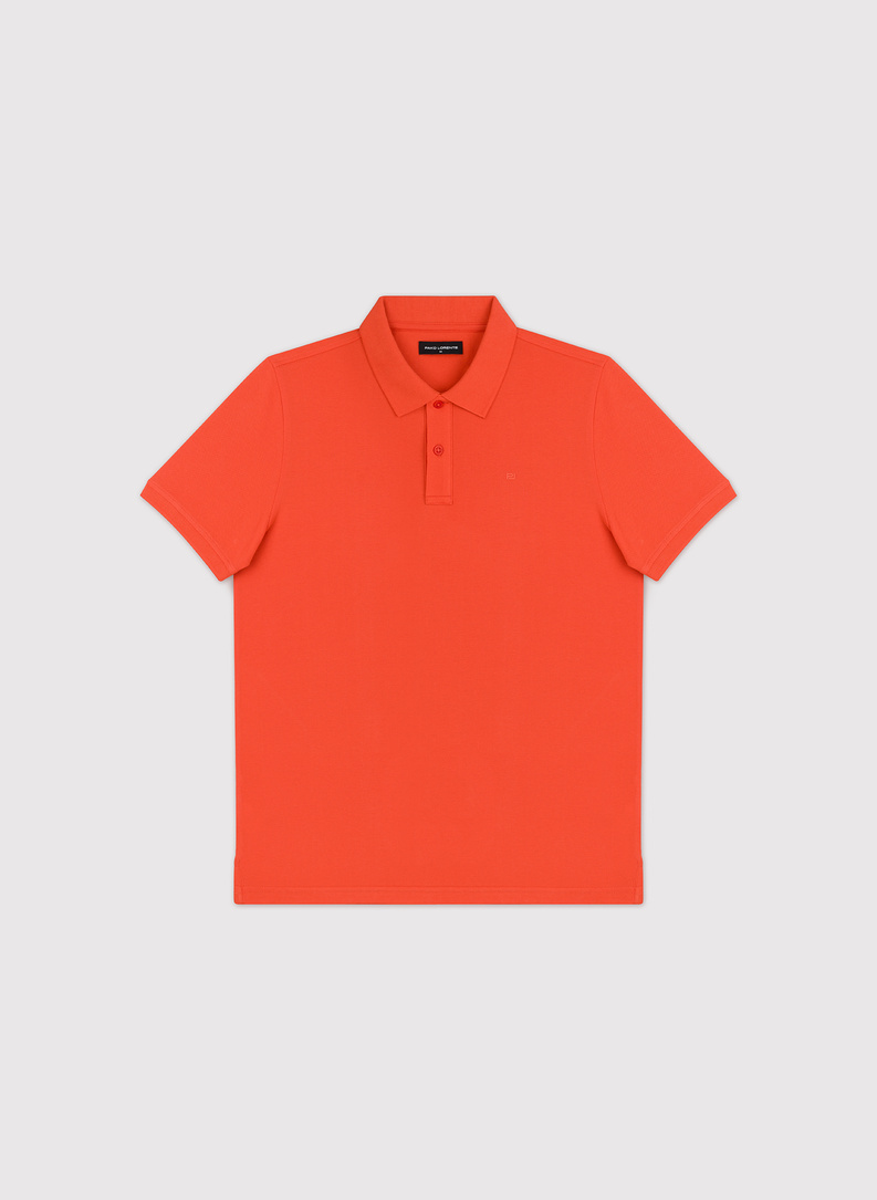 Pomarańczowe bawełniane polo męskie