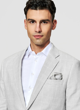 Szara marynarka casual z lnem i bawełną