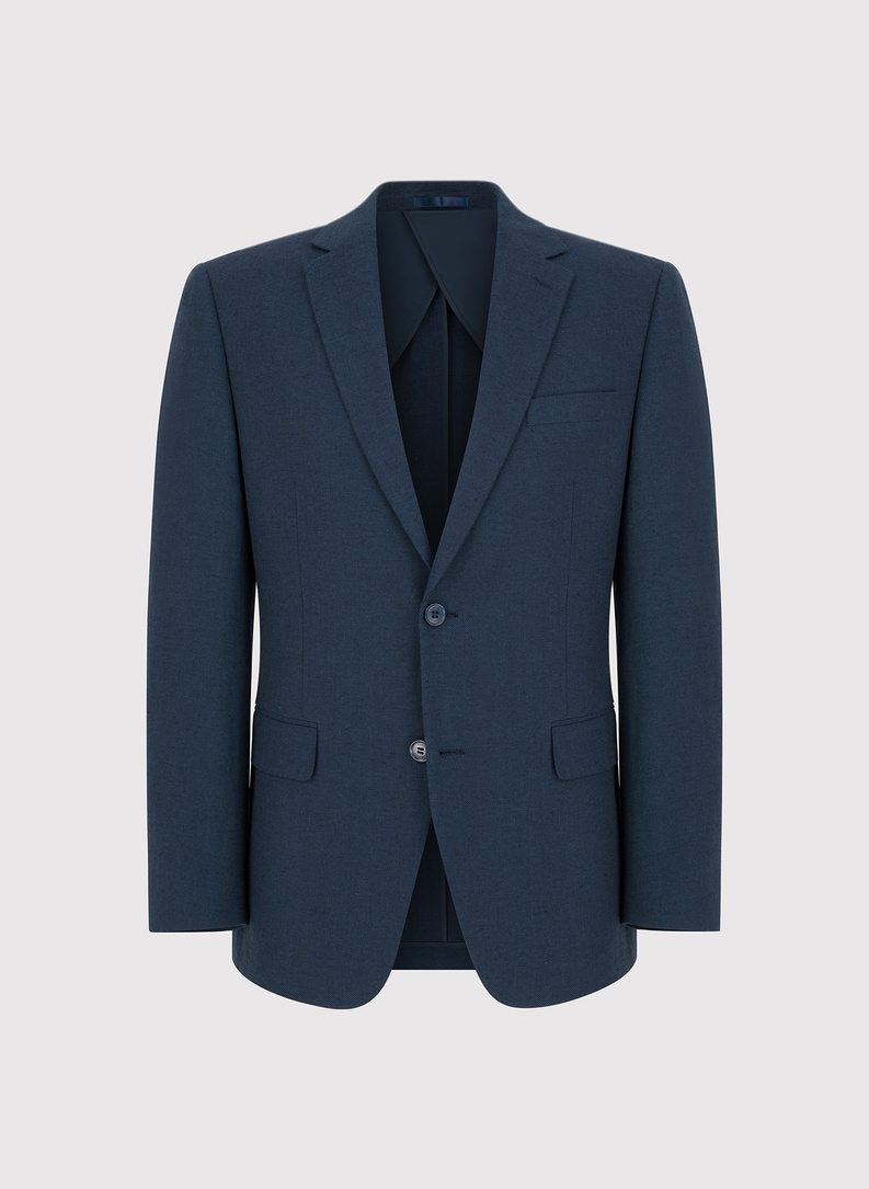 Granatowa marynarka garniturowa z lnem