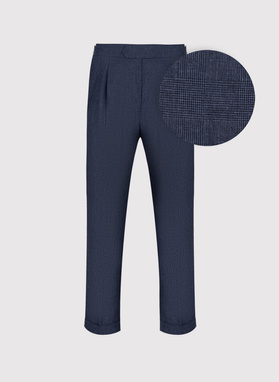 Granatowe spodnie casual z lnem