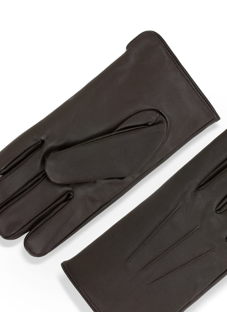 Skórzane brązowe rękawiczki męskie PPLM9-RX-001-A