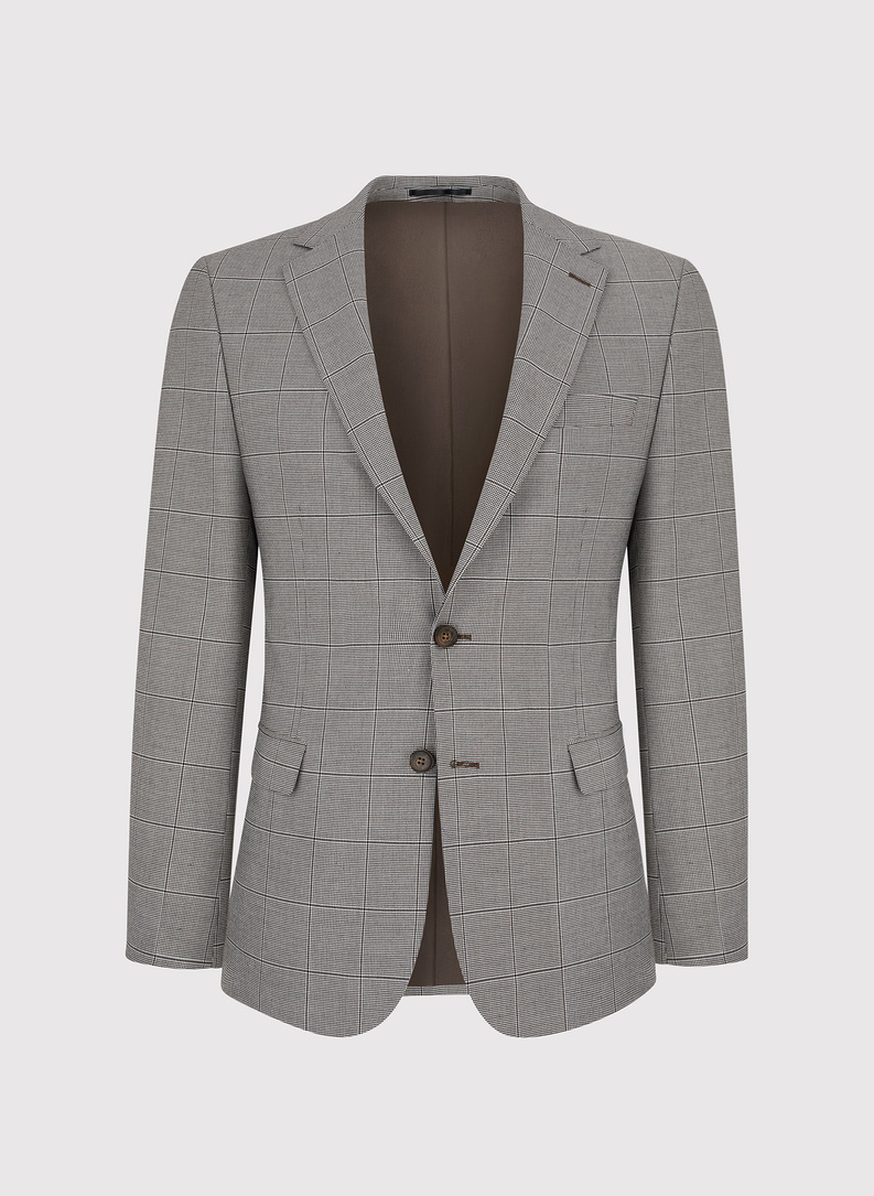 Garnitur męski w kratę w brązowych tonach