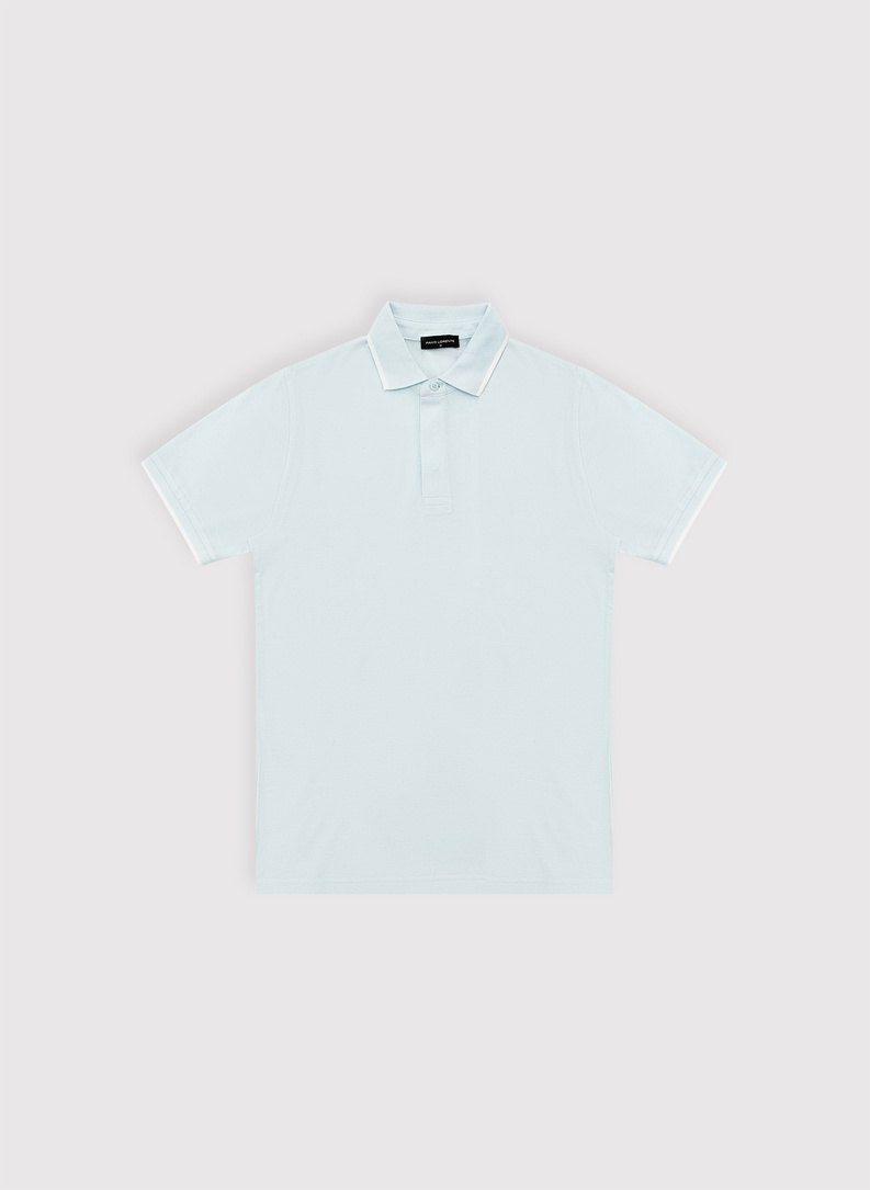 Błękitny t-shirt polo z bawełną
