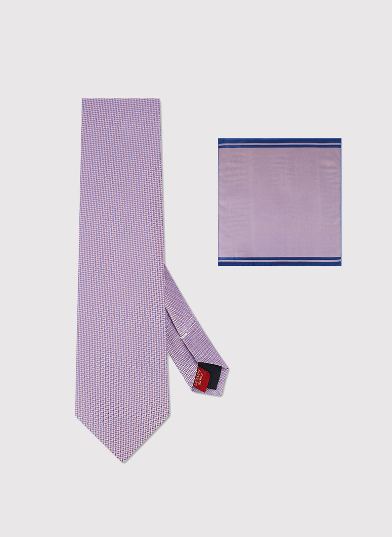 Fioletowy zestaw krawat i poszetka