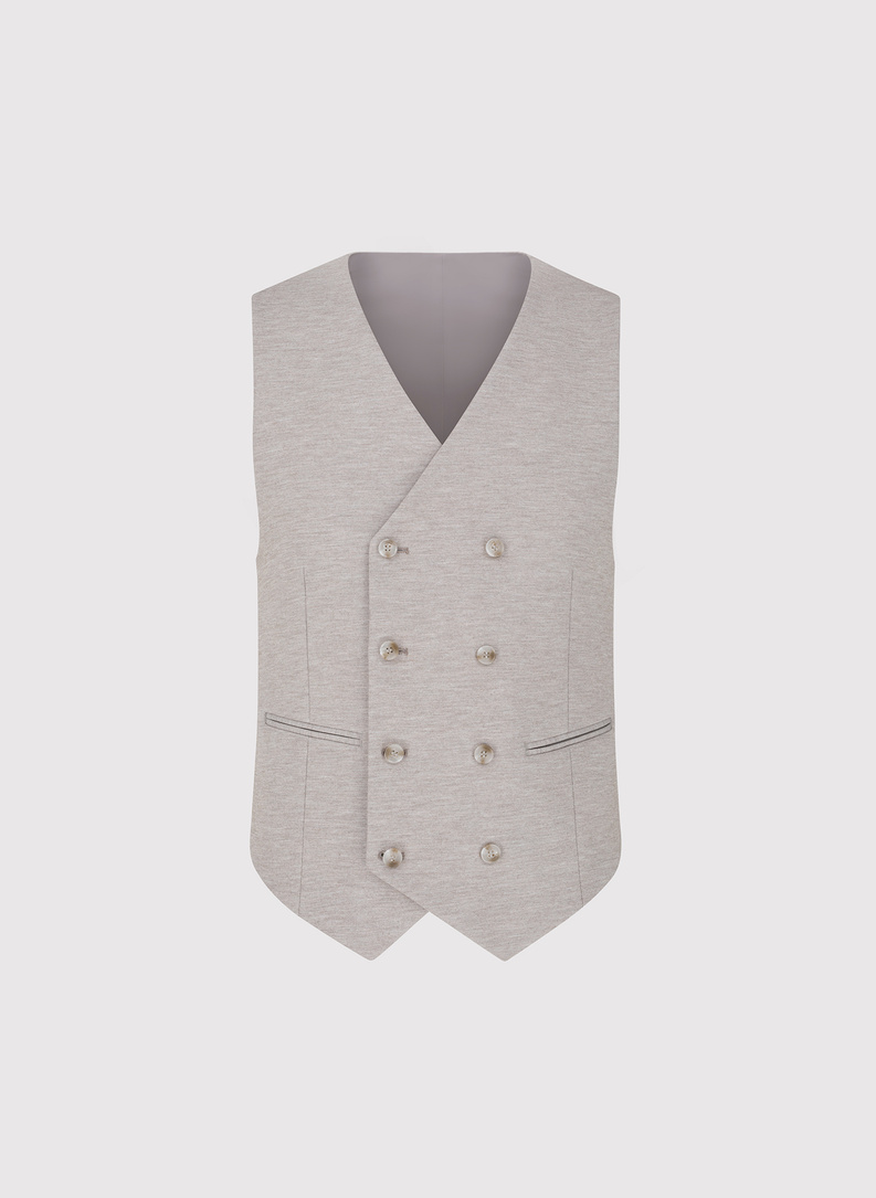 Jasnobrązowa dzianinowa kamizelka męska