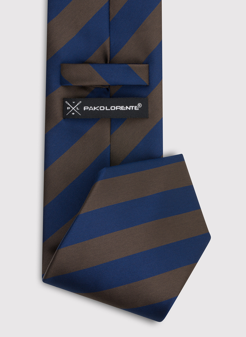 Granatowy krawat męski w skośne pasy