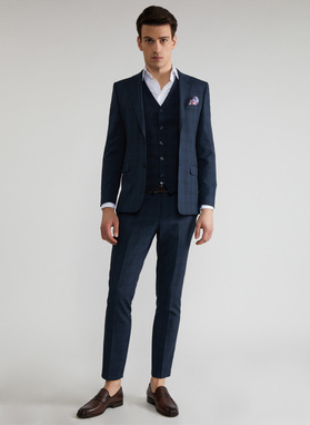 Granatowe spodnie garniturowe P22SF-6G-024-G-S