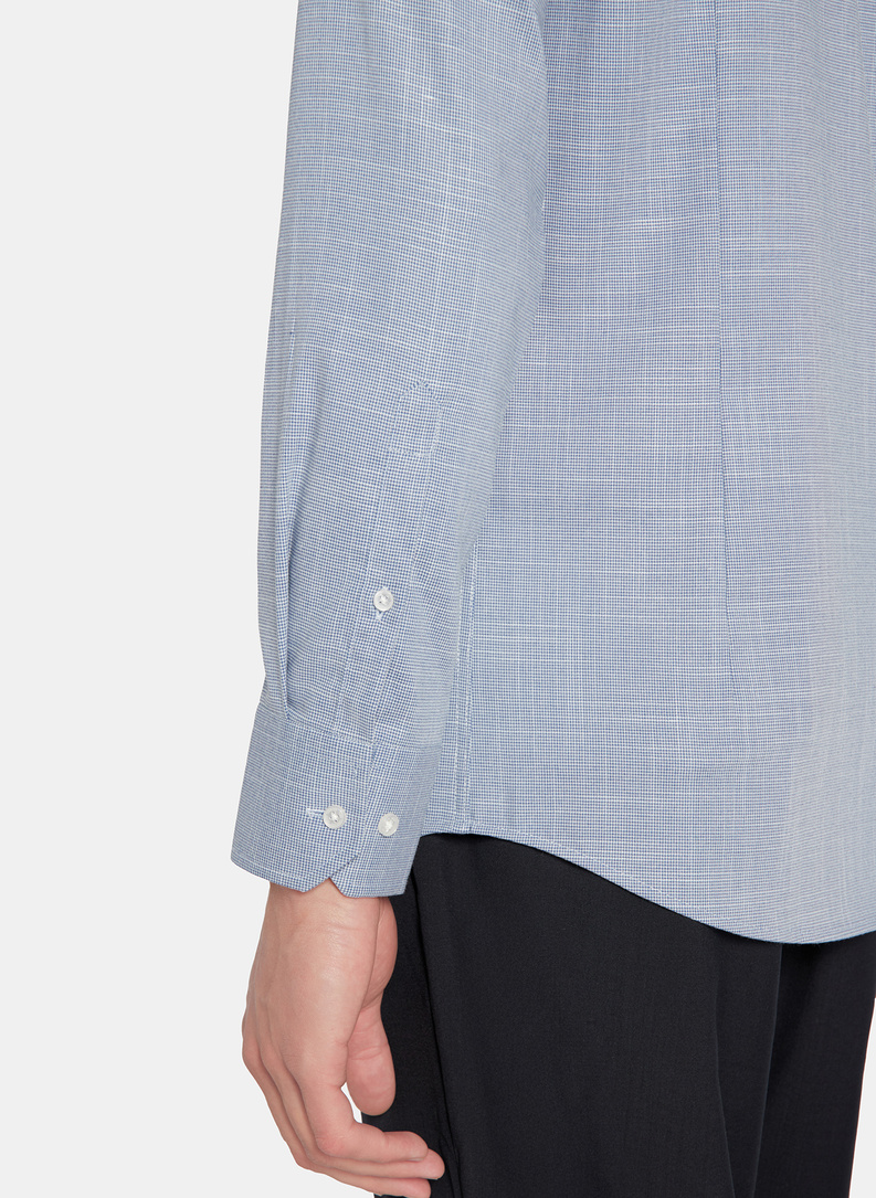 Granatowa koszula w drobną kratę