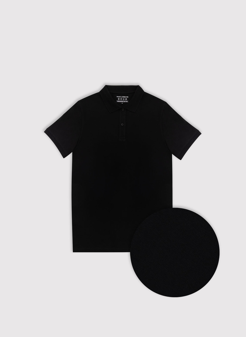 Czarny t-shirt polo z bawełny