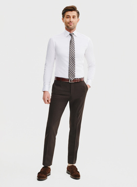 Brązowe spodnie garniturowe