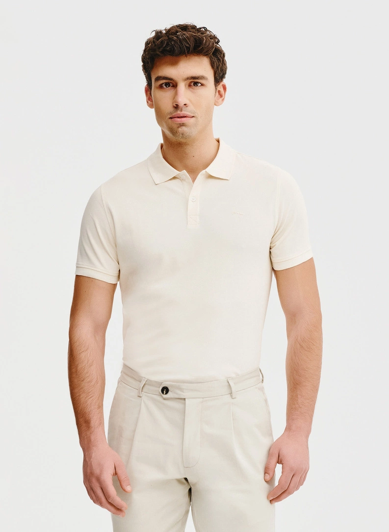 T-shirt polo w kolorze waniliowym