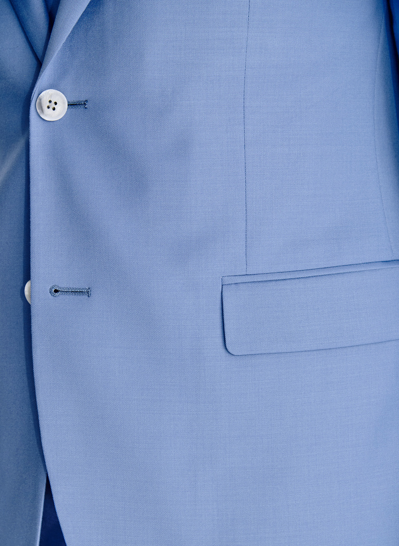 Ślubny niebieski garnitur z wełny