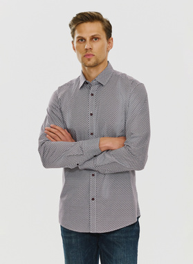 Bordowa wzorzysta koszula męska 