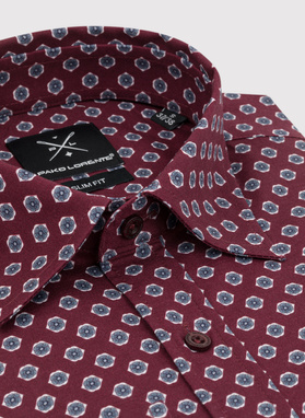 Męska bordowa koszula w kwiatki