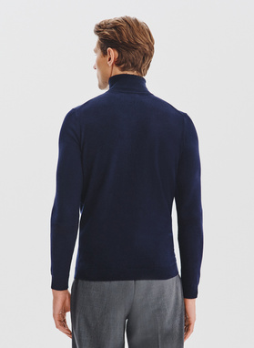 Granatowy gładki golf męski