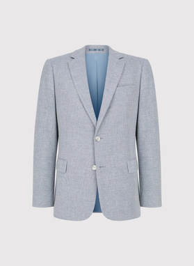 Niebieska marynarka casual z lnem i wełną