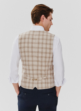 Jednorzędowa kamizelka męska w kratę