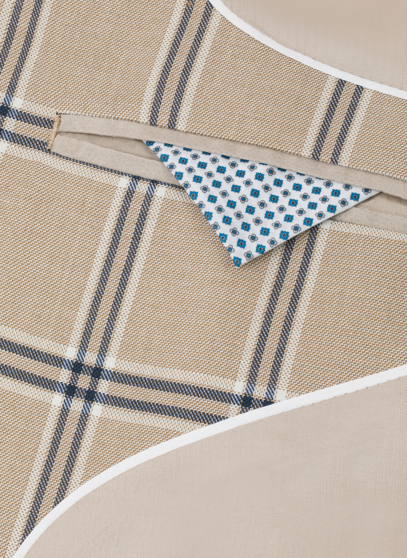 Wełniana marynarka garniturowa w kratkę w kolorze beżowym