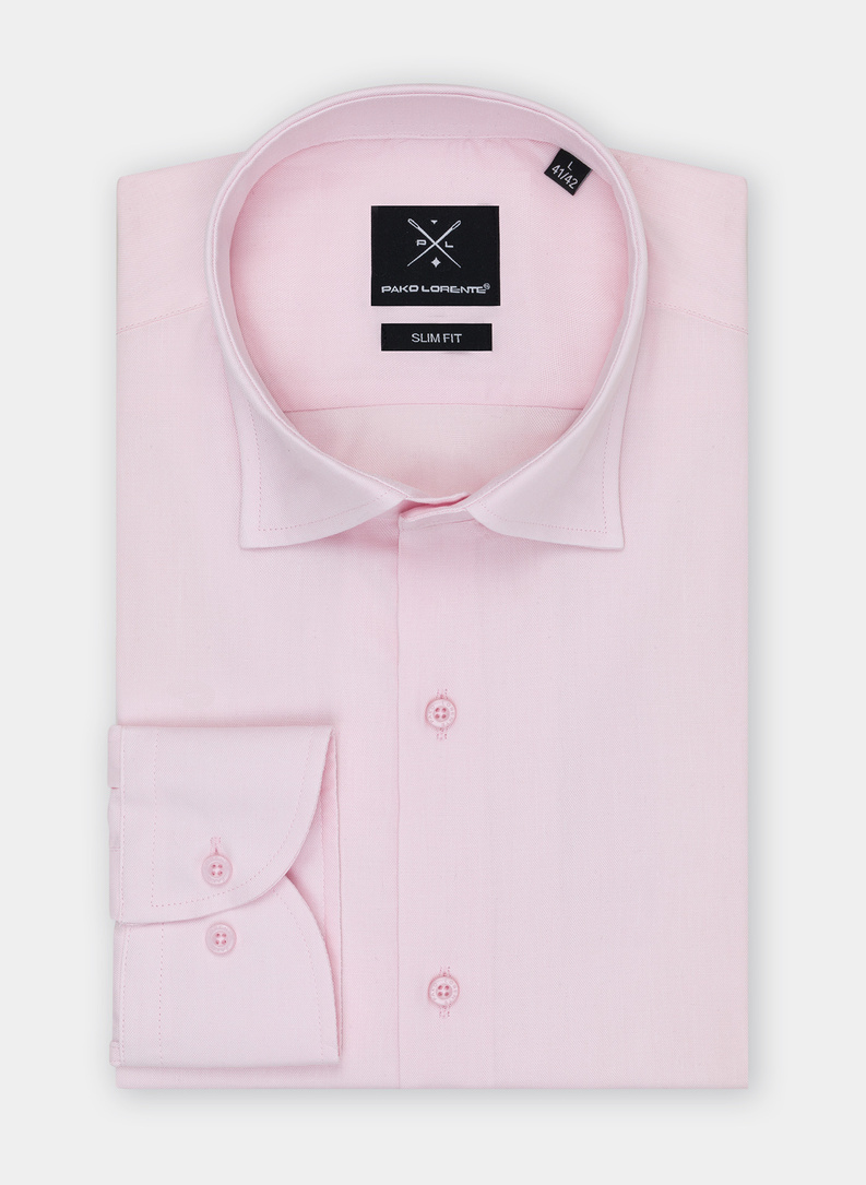 Gładka elegancka koszula męska w kolorze różowym