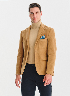 Beżowa sztruksowa marynarka męska