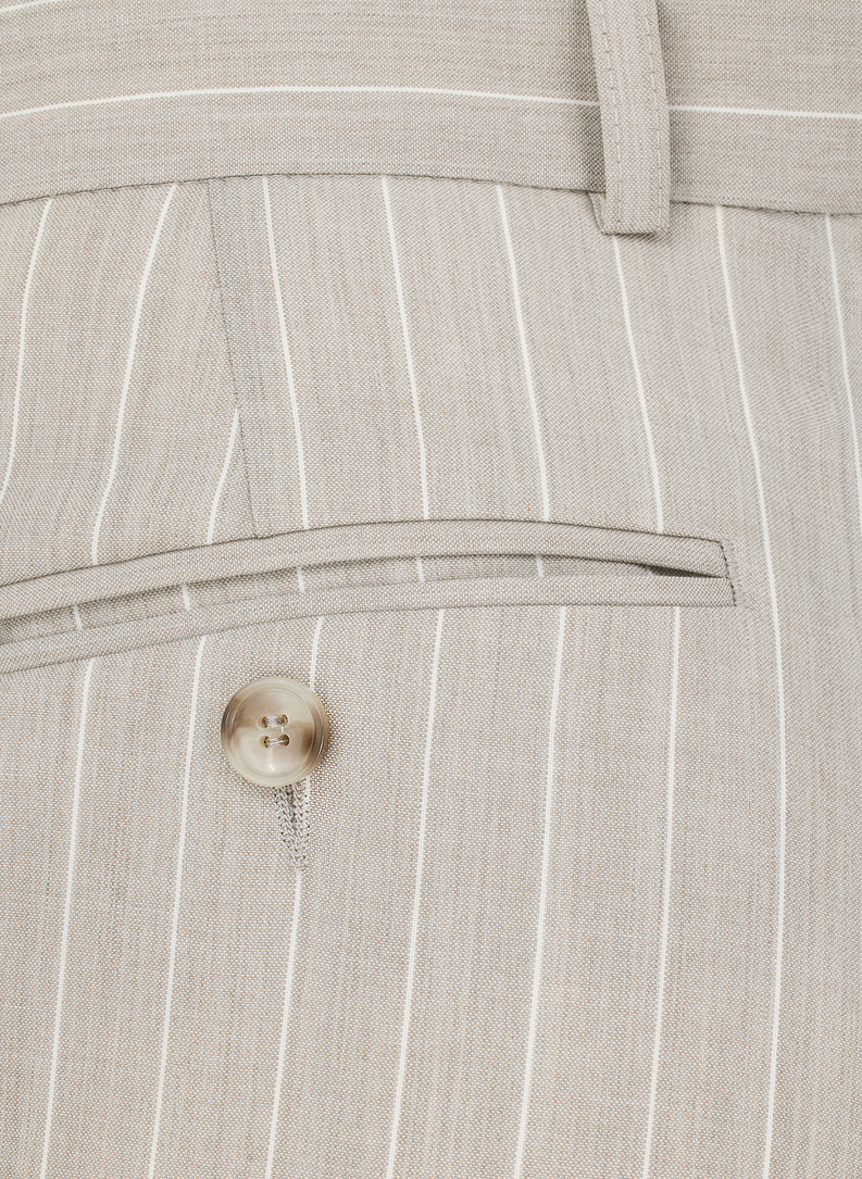 Beżowe spodnie garniturowe w prążek