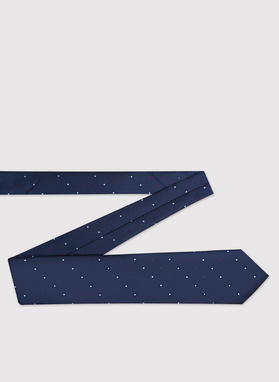 Granatowy krawat męski w kropki