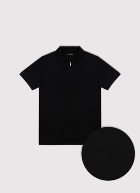 Czarne polo z bawełny merceryzowanej