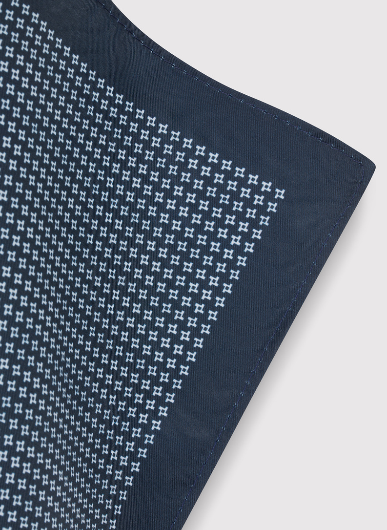 Granatowa poszetka męska w biały mikrowzór