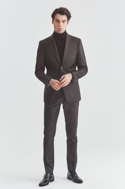 Brązowe spodnie garniturowe P21WP-6G-092-A