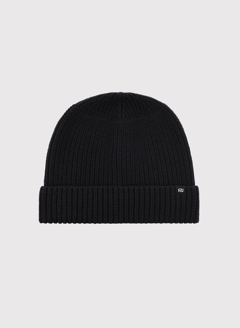 Czarna czapka męska z wełną