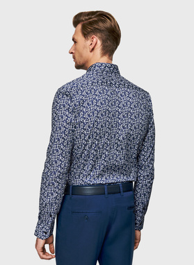 Granatowa koszula męska w kwiaty