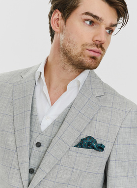 Szara marynarka w niebieską kratę