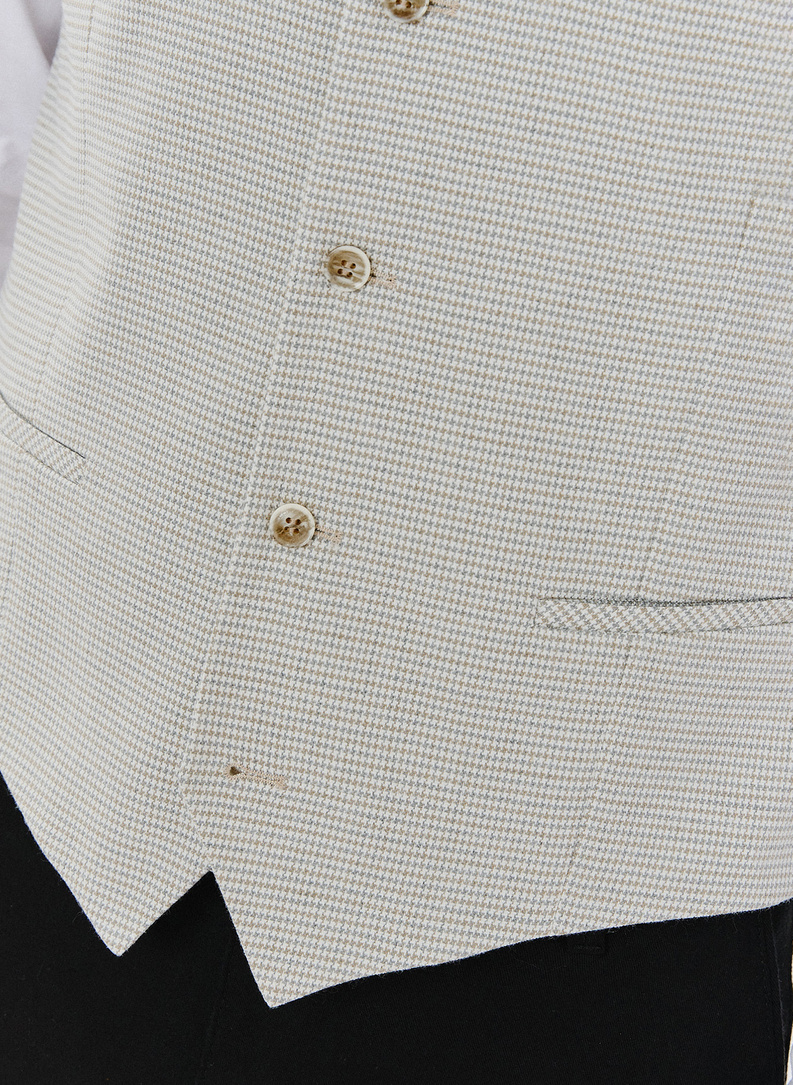 Jednorzędowa kamizelka męska w drobną kratę