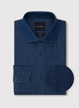 Granatowa koszula jeansowa