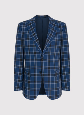 Granatowa marynarka w kratę