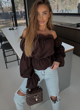 Bluzka hiszpanka MARBELA w kolorze brązowym