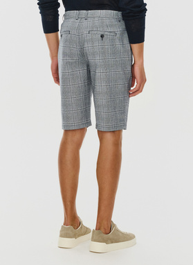 Męskie szorty w kratkę z lnem