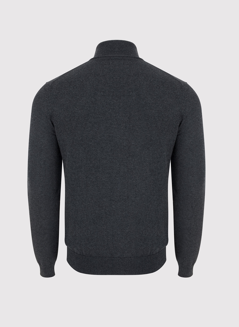 Szary rozpinany sweter męski ze stójką