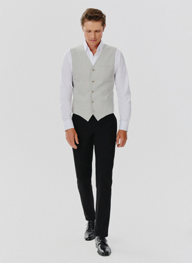 Jednorzędowa kamizelka męska w drobną kratę