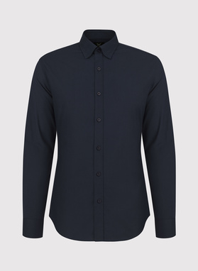 Granatowa gładka koszula męska