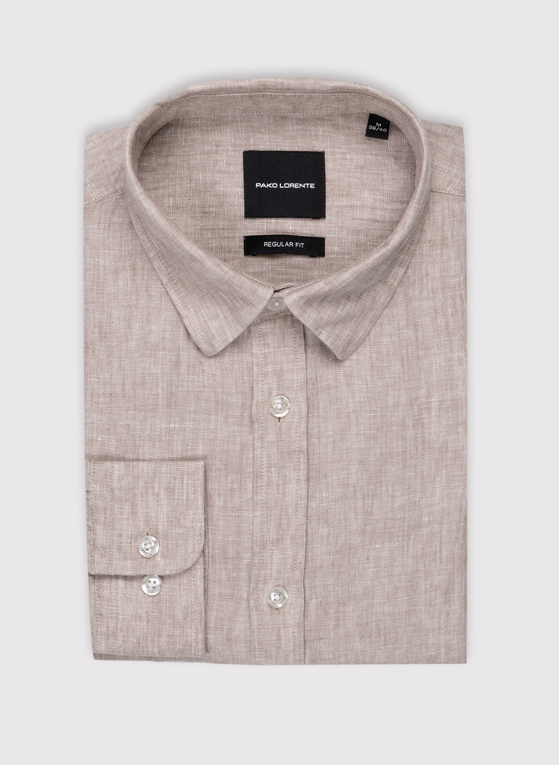 Lniana koszula w kolorze beżowym