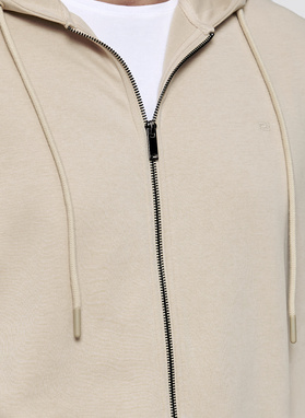 Beżowy dres męski z kapturem