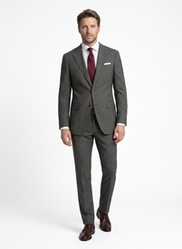 Brązowo-szary garnitur z wełną