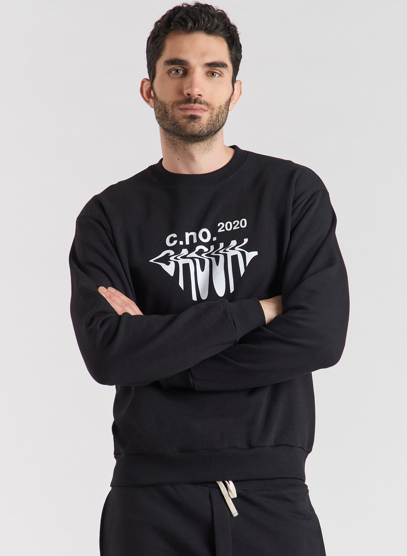 Czarna bluza oversize z okrągłym dekoltem C21SF-2B-002-C