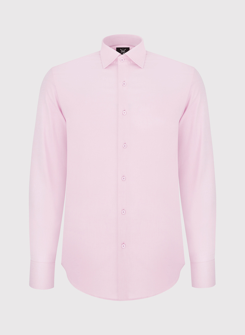 Koszula męska z długim rękawem w kolorze różowym